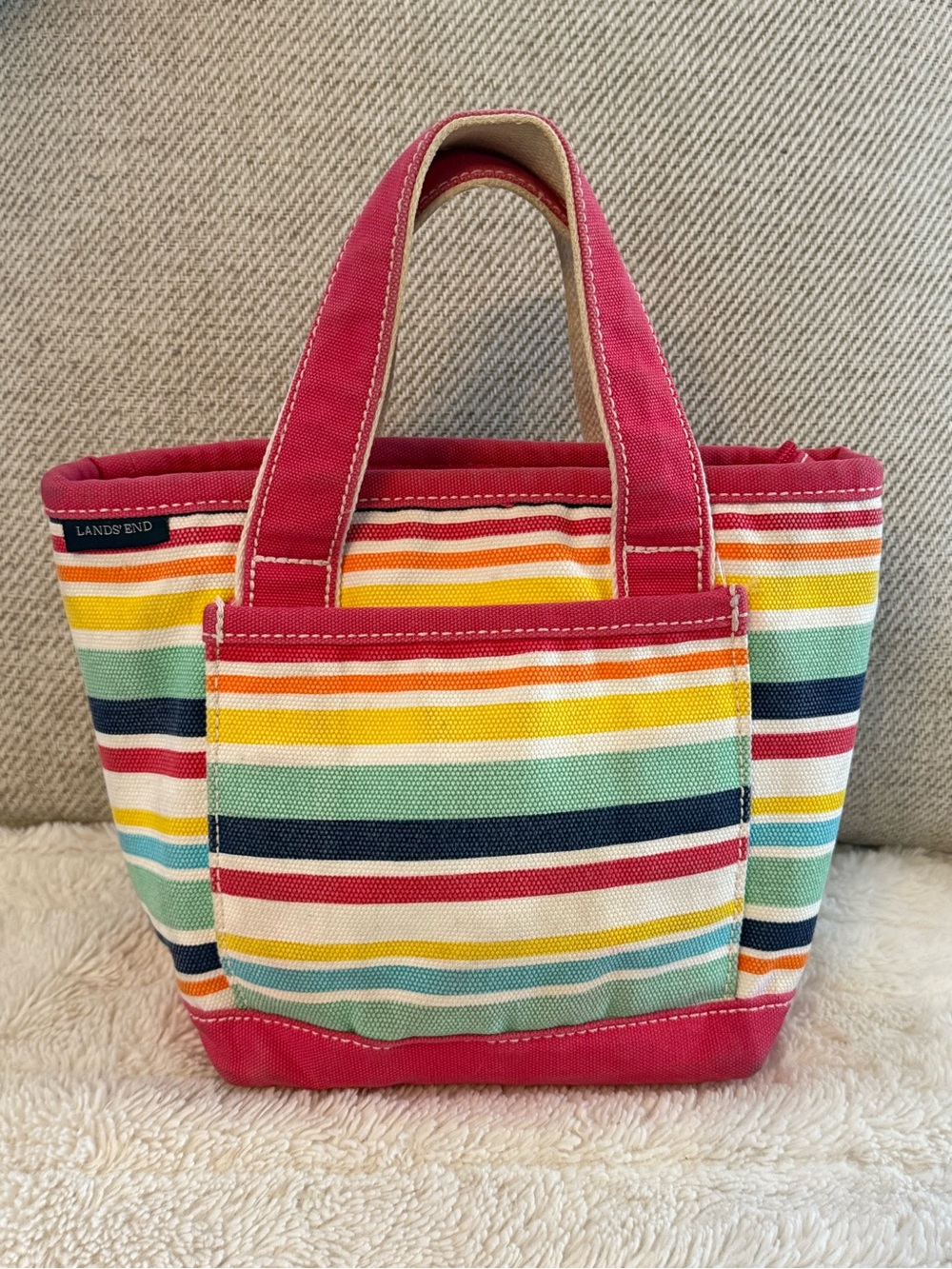 Lands End Small Striped Colorful Tote Boat Bag